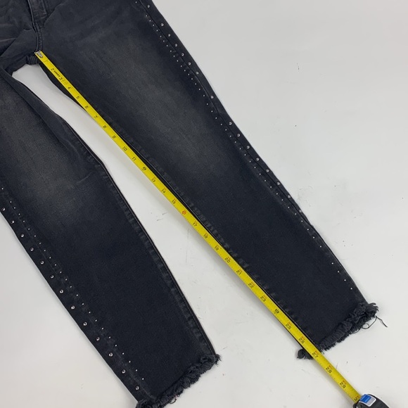 KanCan Faded Black Distressed Side Studs Raw Hem Jeans Sz 11/29 Stretch - Picture 13 of 16